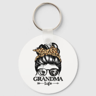 Grandma Life Messy Bun Hair Funny Hockey Gymnastic Keychain
