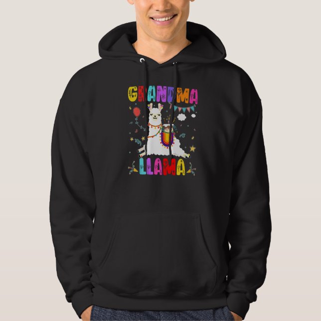Grandma Llama Birthday Llama Alpaca Theme Family B Hoodie (Front)