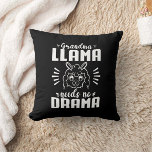 Grandma Llama Needs No Drama Cute Llama Birthday Throw Pillow