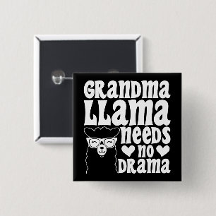 Grandma Llama Needs No Drama Mother's Day 2 Inch Square Button