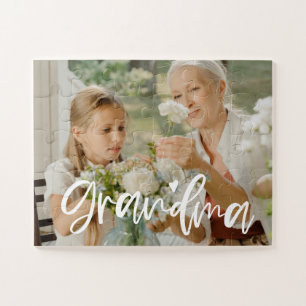 Grandma Love Script Personalized Gift Jigsaw Puzzle