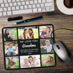 Grandma Love You Photo Collage Black Mouse Pad<br><div class="desc">Give the best grandma a custom multi-photo mouse pad that she will enjoy all year. You can personalize with eight photos of grandchildren, children, other family members, pets, etc., customize the expression "We Love You Grandma" to "I Love You" and whether she is called "Granny, " "Nana, " "Mommom, "...</div>