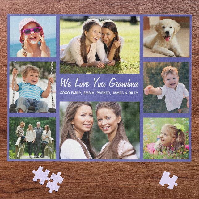 Grandma Love You Photo Collage Purple Jigsaw Puzzle (Creator Uploaded)