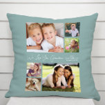 Grandma Love You Sage Green Photo Throw Pillow<br><div class="desc">Celebrate Grandma with this custom photo collage keepsake pillow with stylish white script and typography against a light sage green background. You can personalize with six family photos of grandchildren, family members, pets, etc., and personalize the expression to "I Love You" or "We Love You, " and whether she is...</div>