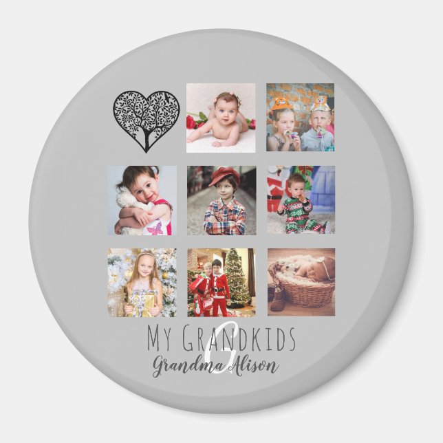 Grandma Loves Her Family Tree Photo Collage Gift Magnet (Front)