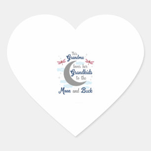 Grandma Loves Her Grandkids Dragonfly Moon Women G Heart Sticker