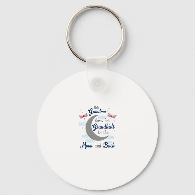 Grandma Loves Her Grandkids Dragonfly Moon Women G Keychain (Front)