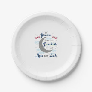 Grandma Loves Her Grandkids Dragonfly Moon Women G Paper Plate