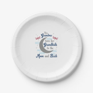 Grandma Loves Her Grandkids Dragonfly Moon Women G Paper Plate