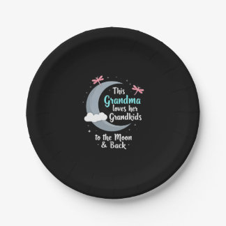 Grandma Loves Her Grandkids Dragonfly Moon Women G Paper Plate