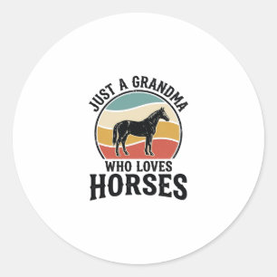 Grandma Loves Horses Vintage Engraving Shirt Desig Classic Round Sticker