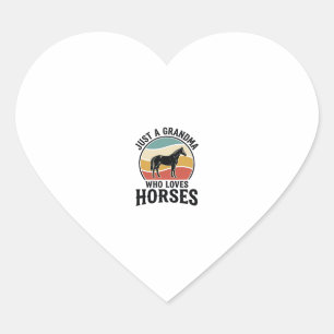 Grandma Loves Horses Vintage Engraving Shirt Desig Heart Sticker