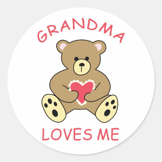 Grandma Loves Me Classic Round Sticker (Front)