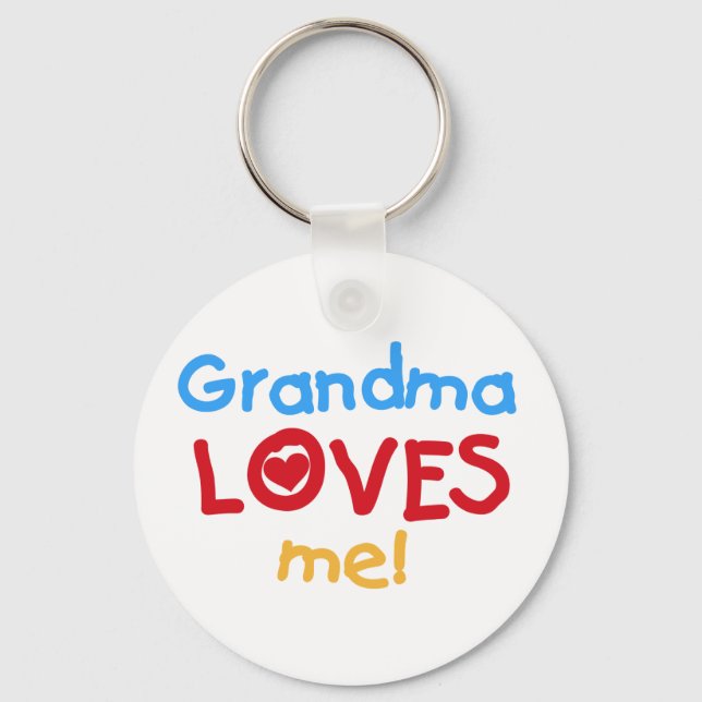 Grandma Loves Me T-shirts and Gifts Keychain (Front)