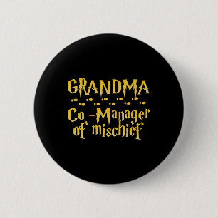 Grandma Magical Manager Of Mischief Halloween Moth 2 Inch Round Button