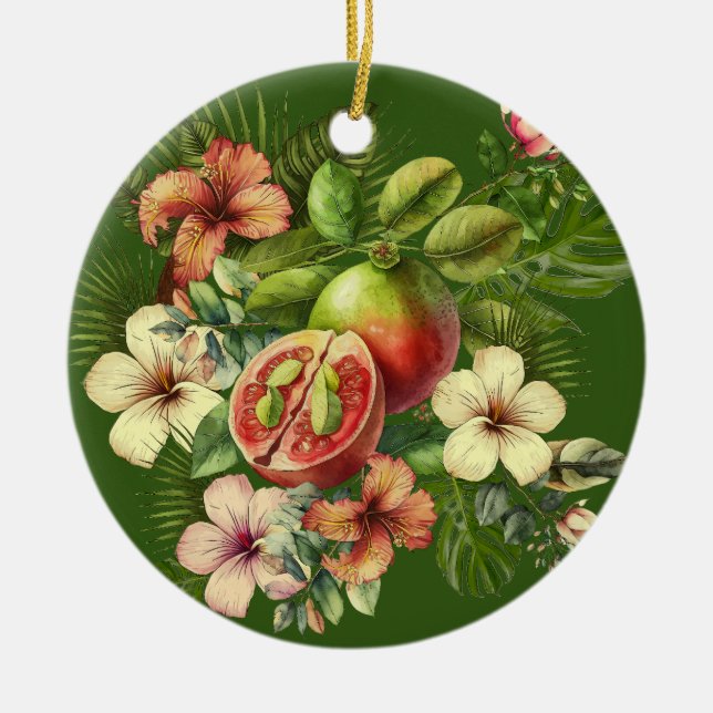 Grandma Manuela's Guavas Ceramic Ornament (Front)