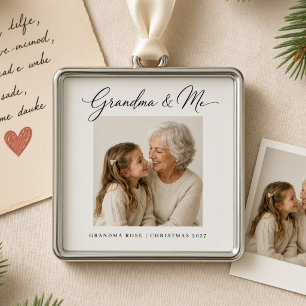 Grandma & Me Personalized Photo Christmas Metal Ornament