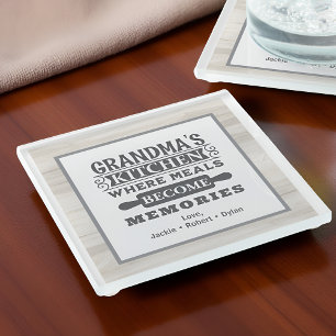Grandma Meals Become Memories  Glass Coaster