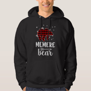 Grandma Memere Bear Christmas Pajama Red Plaid Buf Hoodie