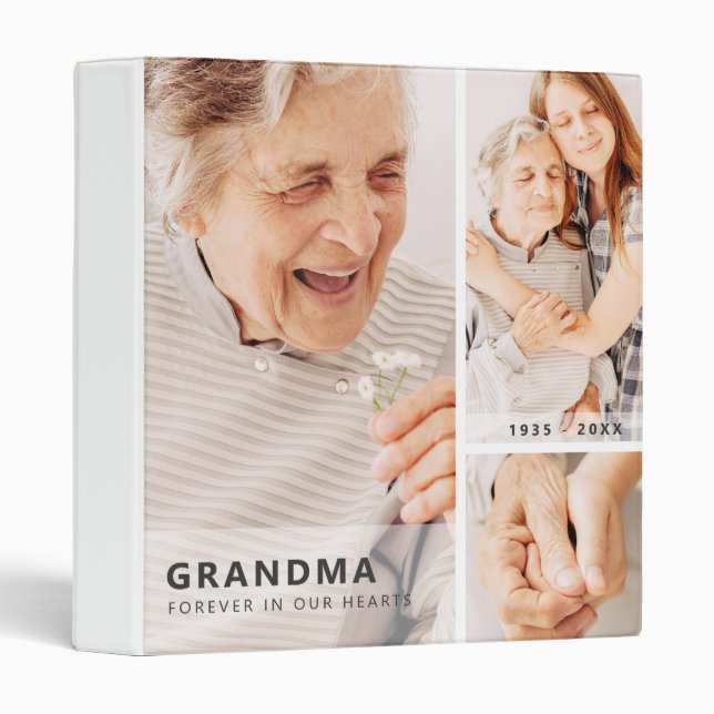 Grandma Memorial Modern Geometric Photo Collage Binder (Front/Spine)