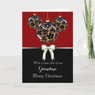Grandma / Merry Christmas - Elegant Bulbs / Bow Holiday Card