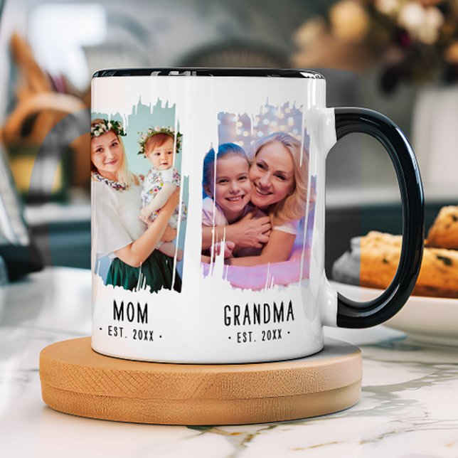 Grandma Milestones Photos & Years Custom Text Gift Mug (Creator Uploaded)