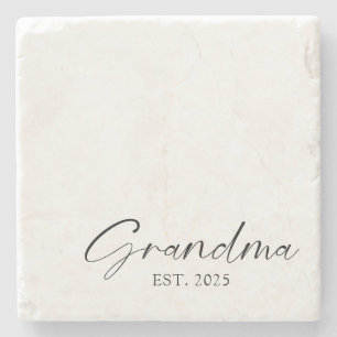 Grandma Minimalist Simple Script Personalized Stone Coaster