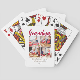 Grandma modern 4 photo quote  playing cards