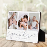 Grandma Modern Heart Script Photo Collage Love Plaque<br><div class="desc">Love you GRANDMA: Great custom photo gift for grandparents, Valentine's Day, Mother's Day, or the Holidays: This modern photo plaque is easy to customize with your 3 favourite photos. The text below can be personalized to read the name of the child or family member as well as the text above...</div>