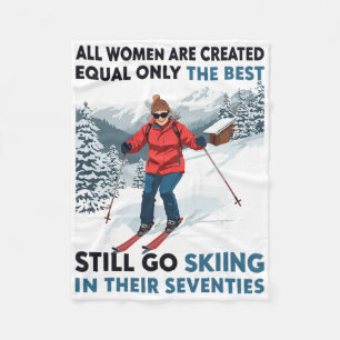Grandma Mom Still Go Skiing In Seventies Old Women Fleece Blanket