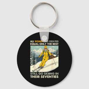 Grandma Mom Still Go Skiing In Seventies Old Women Keychain