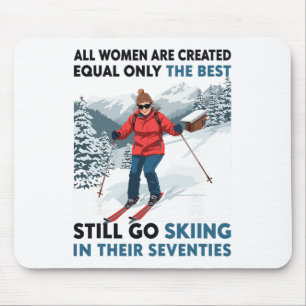 Grandma Mom Still Go Skiing In Seventies Old Women Mouse Pad