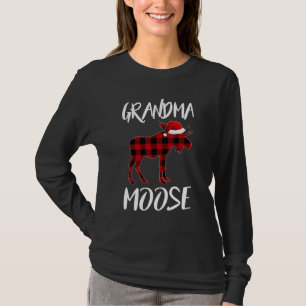 Grandma Moose Buffalo Red Plaid Santa Christmas Fa T-Shirt