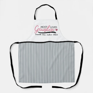 Grandma Most Loved Kids Custom Names Stripe Apron