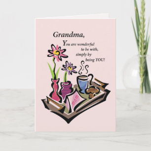 Grandma, Mother’s Day, Breakfast in Bed, Pink Card