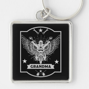 Grandma Motorbike Rider Keychain