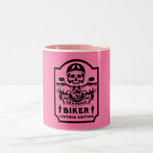 Grandma Motorbike Rider Two-Tone Coffee Mug