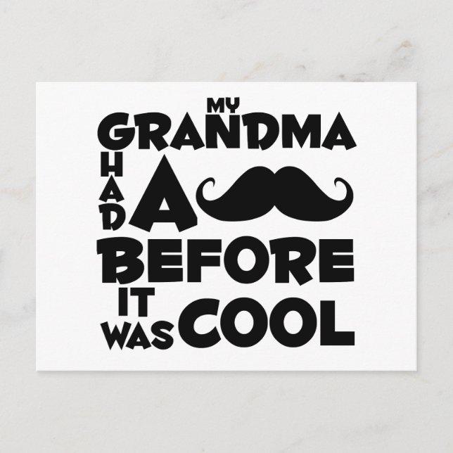 grandma moustache postcard (Front)