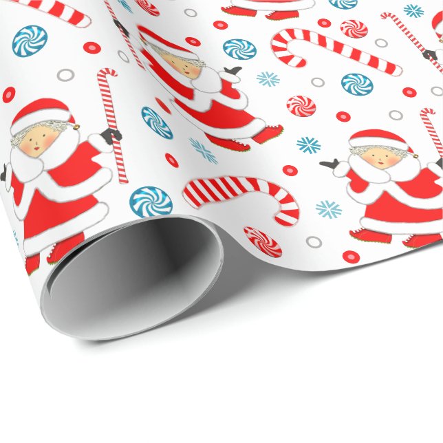 Grandma Mrs. Claus Gift Wrapping Paper (Roll Corner)