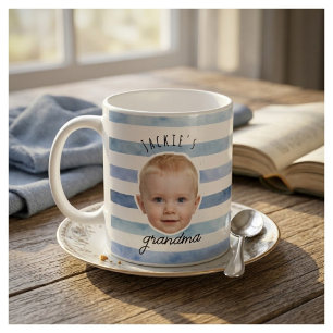 grandma mug gift, Personalized baby face photo