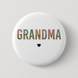 Grandma multicolor cheetah leopard typography Gift 2 Inch Round Button