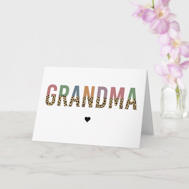 Grandma multicolor cheetah leopard typography Gift Card (Orchid)