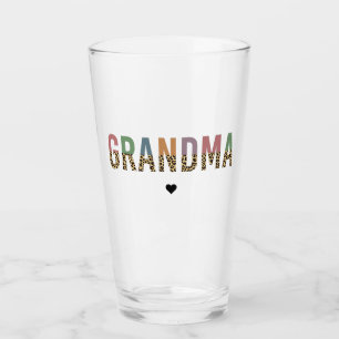 Grandma multicolor cheetah leopard typography Gift Glass
