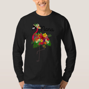 Grandma Nana Pink Flamingo With Sunglasses Tropica T-Shirt