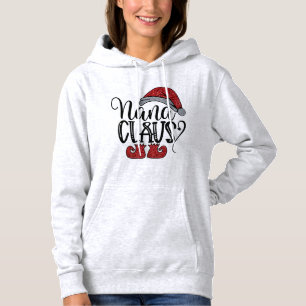 Grandma Nana Santa Clause Glitter Design Christmas Hoodie