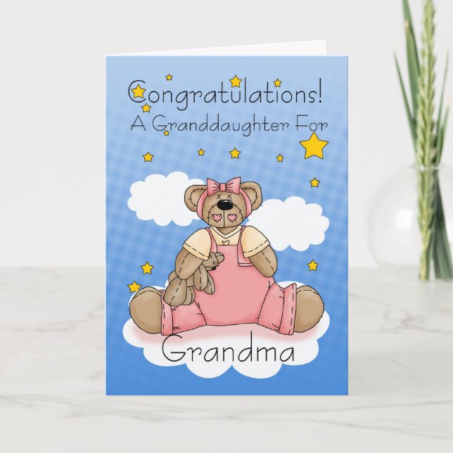 Grandma New Baby Girl Congratulations Card (Front)