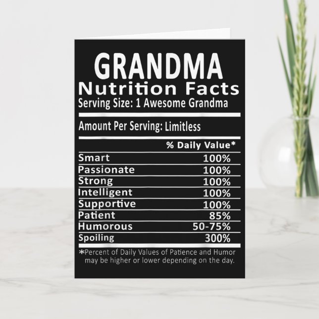 Grandma Nutrition Facts Halloween Thanksgiving Chr Card (Front)