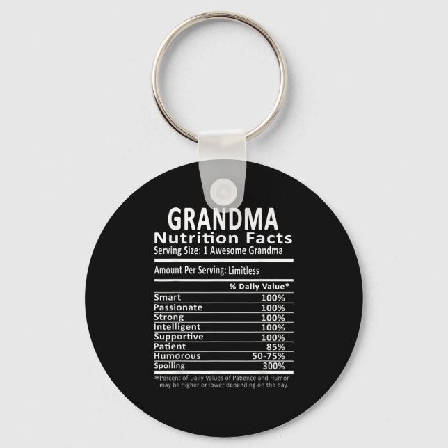 Grandma Nutrition Facts Halloween Thanksgiving Chr Keychain (Front)