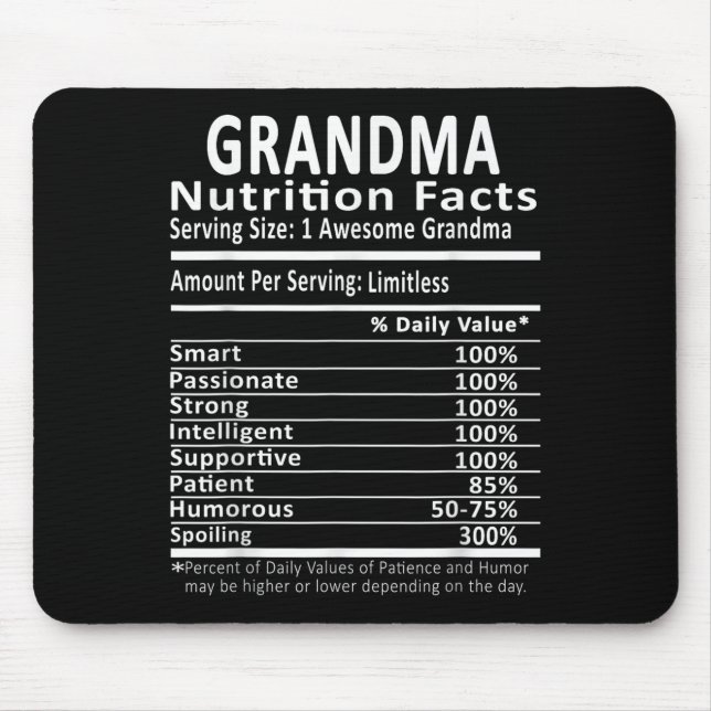 Grandma Nutrition Facts Halloween Thanksgiving Chr Mouse Pad (Front)