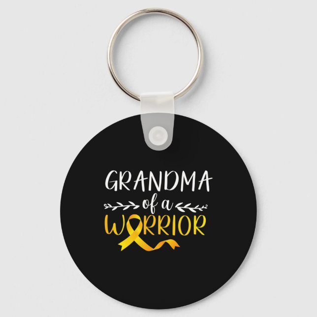 Grandma Of A Warrior Childhood Cancer Awareness Su Keychain (Front)